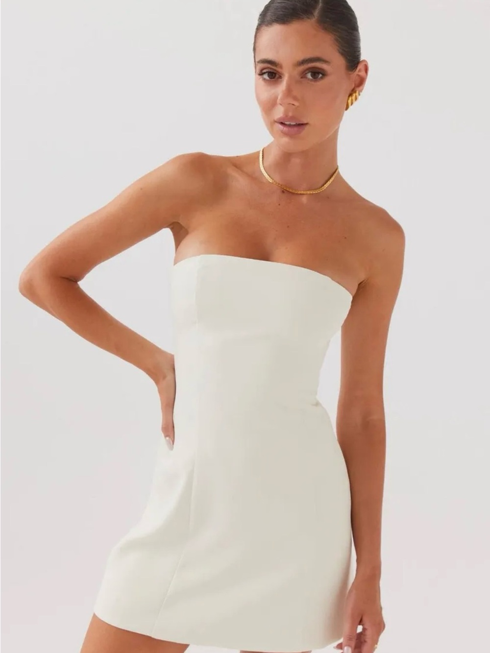 Peppermayo White Strapless Mini Dress
